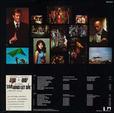 Live And Let Die Original Motion Picture Soundtrack rear sleeve