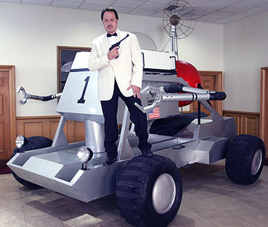 Graham Rye with the Moon Buggy at Christie's 2004