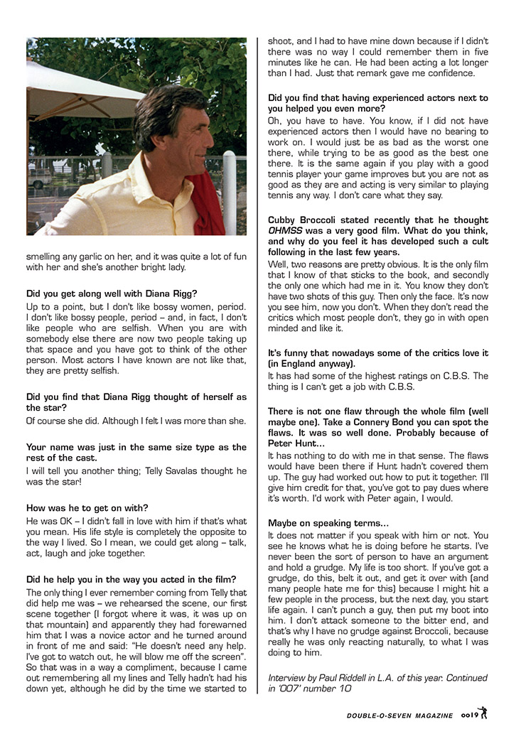 007 MAGAZINE 40th Anniversary Issue - The George Lazenby Interview