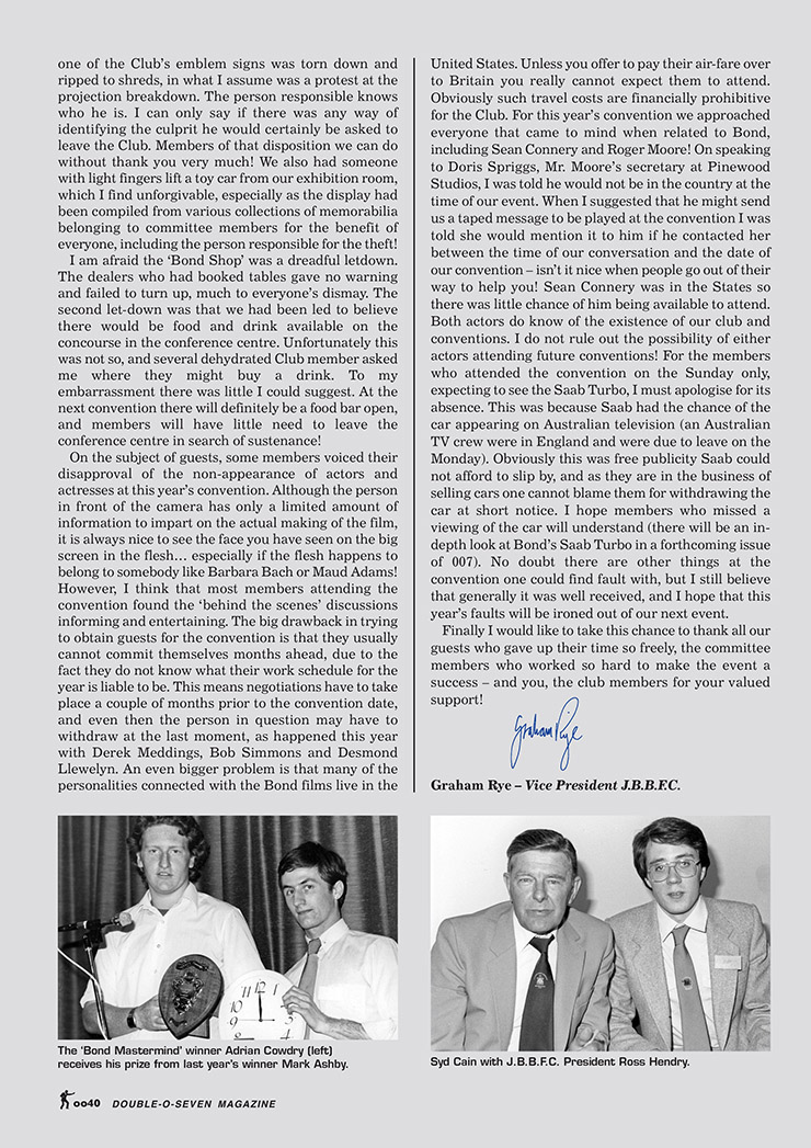 007 MAGAZINE 40th Anniversary Issue - 1982 Convention report