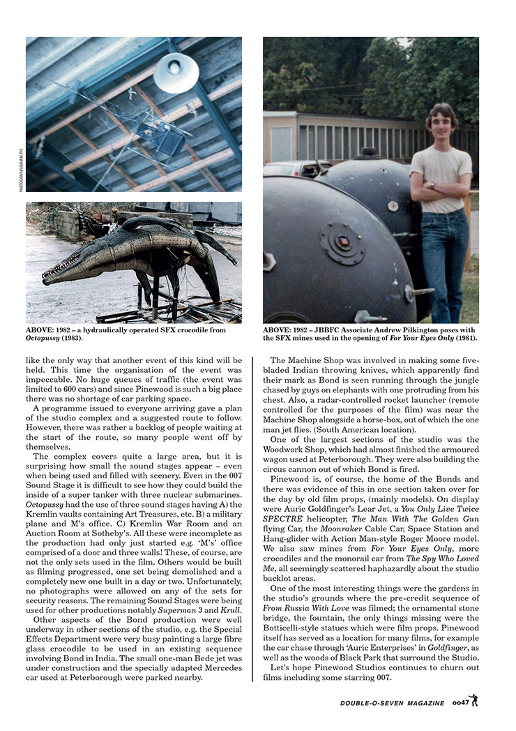 007 MAGAZINE 40th Anniversary Issue - 1983 Pinewood Studios Tour