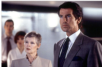 Judi Dench as M with Pierce Brosnan as James Bond in GoldenEye (1995)