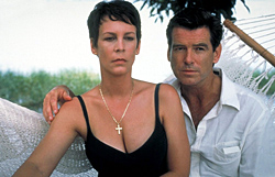 Brosnan with Jamie Lee Curtis in The Tailor Of Panama (2001)