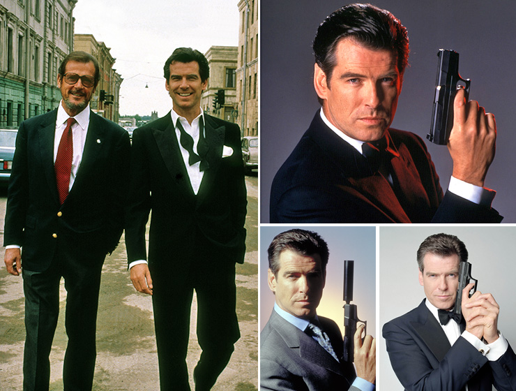 Roger Moore visits the set of GoldenEye (1995) ay Leavesden Studios | Pierce Brosnan as James Bond 007