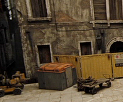 Peter Lamont's Venice Piazza set at Pinewood