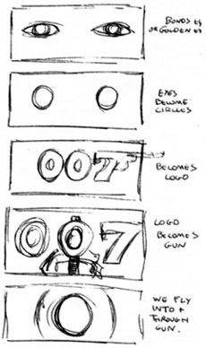 Concept sketch for the GoldenEye main title sequence 