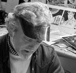 John McLusky at work in his studio 1981