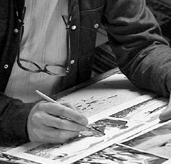 John McLusky at work in his studio 1981