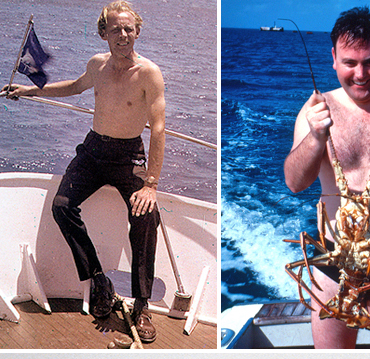 Bert Luxford, John Stears and Joe Fitt on location in The Bahamas during the filming of Thunderball (1965)