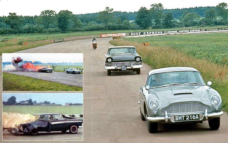 Filiming Thunderball (1965) at Silverstone race track