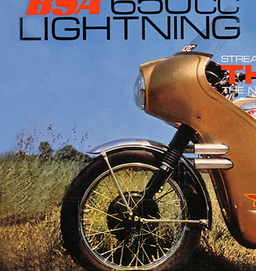 1965 promotional poster for the BSA Lightning featured in Thunderball with Luciana Paluzzi as bad-girl Fiona Volpe.