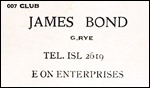 Graham Rye's 007 Club Membership Card 1964
