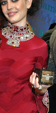 Eva Green with her broken BAFTA award!