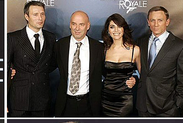Mads Mikkelsen, Martin Campbell, Caterina Murino and Daniel Craig at the Spanish premiere of Casino Royale