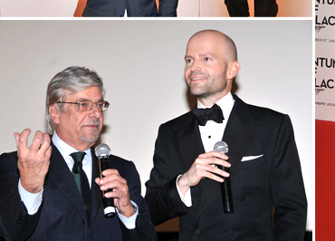 Giancarlo Gianinni (Mathis) on stage with director Marc Forster at the Rome Premiere