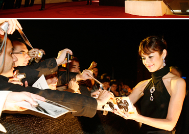 Olga Kurylenko meets the waiting crowds at the Quantum of Solace Spainsh premiere in Valencia