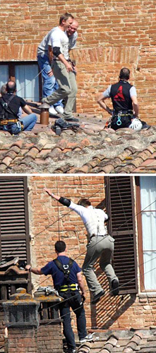 Daniel Craig filming in Siena on Quantum of Solace