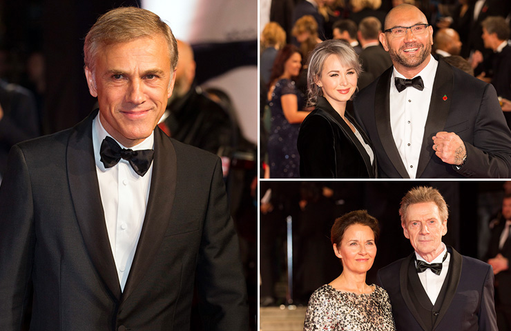 Christoph Waltz (Franz Oberhauser) and partners in crime [top right] Dave Bautista (Hinx), and [bottom right] Jesper Christensen who reprises his role as Mr. White (Casino Royale and Quantum of Solace) in SPECTRE.