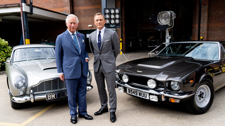 HRH The Prince of Wales with Daniel Craig at Pinewood Studios