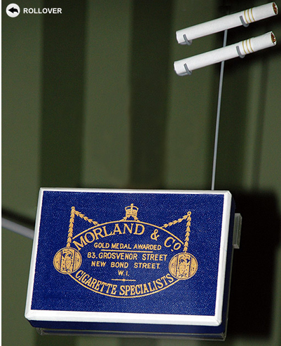 Replica Morland cigarette box reproduced with the assistance of 007 MAGAZINE Archive