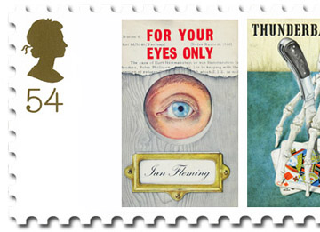 Mock-up stamps featuring Jonathan Cape first edition artwork