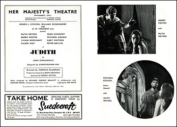 Judith Her Majesty's Theatre, Haymarket 1962