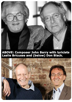 Composer John Barry with lyricists Leslie Bricusse and Don Black