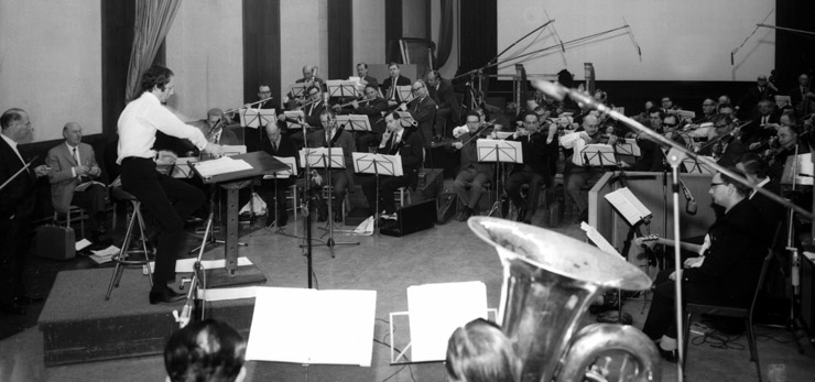 John Barry conducting the recording session of You Only Live Twice (1967)
