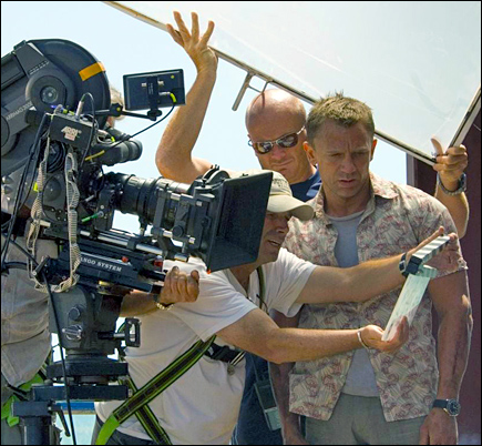 Director Martin Campbell, Stunt co-ordinator Gary Powell, and new James Bond Daniel Craig