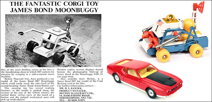 Diamonds Are Forever (1971) CORGI Moon Buggy and Ford Mustang