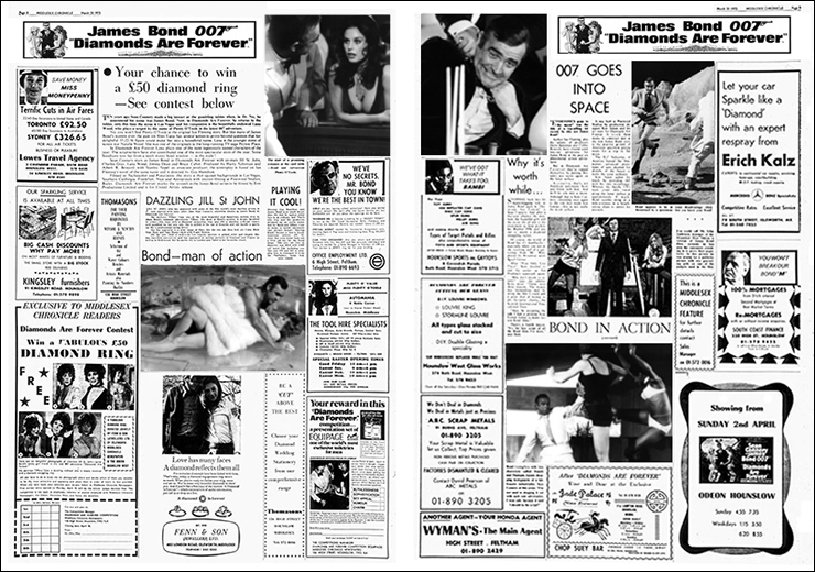 Diamonds Are Forever (1971) Middlesex Chronicle composite pages