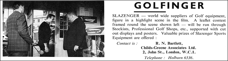 Goldfinger (1964) Slazenger tie-in