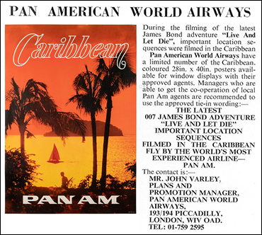 Live And Let Die (1973) Pan Am poster