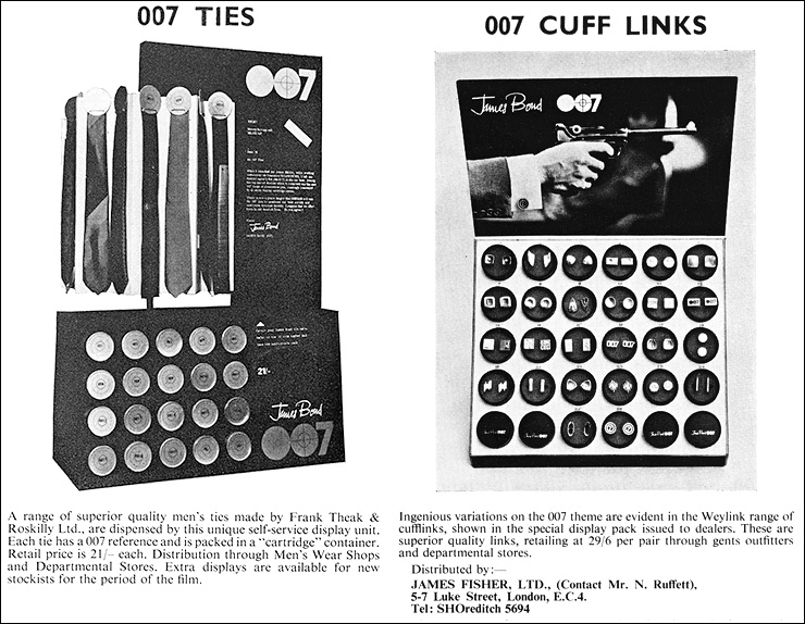 007 Ties & Weylink Cuff Links Thunderball (1965)