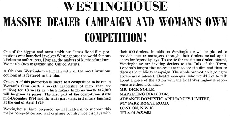 The Man With The Golden Gun (1974) Westinghouse tie-in