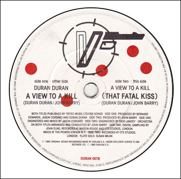 A View To A Kill 45rpm single DURAN 007 disc art