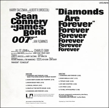 Diamonds Are Forever Original Motion Picture Soundtrack rear sleeve