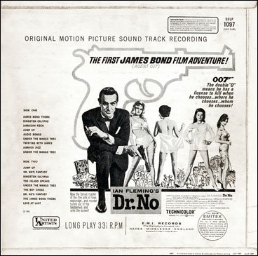 Dr. No Original Motion Picture Sound Track Album rear sleeve