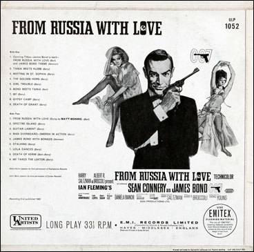 From Russia With Love Sound Track rear sleeve