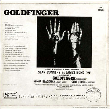 Goldfinger Original Motion Picture Score rear sleeve