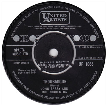 Troubadour John Barry 45rpm single