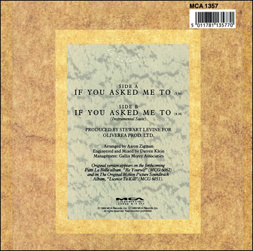 If You Asked Me To 45rpm single back cover