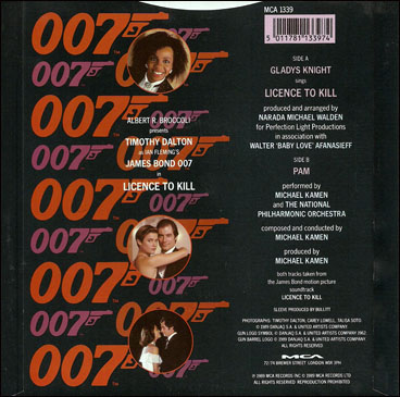 Licence To Kill 45rpm single back cover