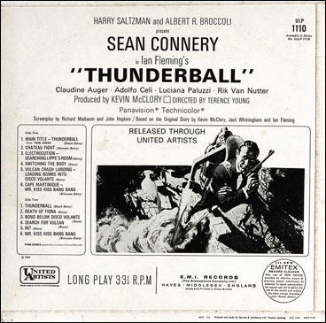 Thunderball Original Motion Picture Score rear sleeve