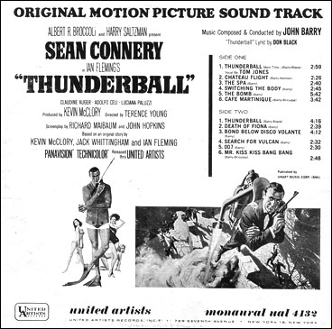 Thunderball Original Motion Picture Score USA rear sleeve