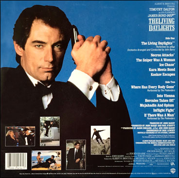 The Living Daylights Original Motion Picture Soundtrack USA rear sleeve