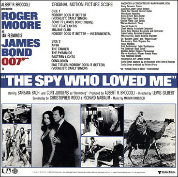 The Spy Who Loved Me Original Motion Picture Soundtrack USA rear sleeve