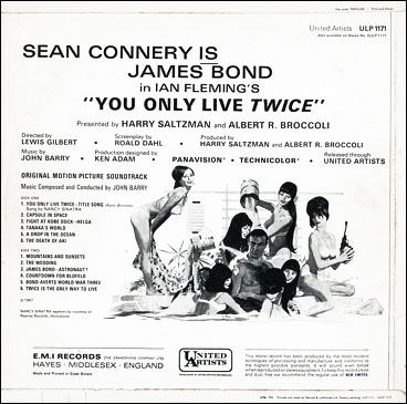 You Only Live Twice Original Soundtrack Recording rear sleeve