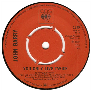 You Only Live Twice John Barry 45rpm single