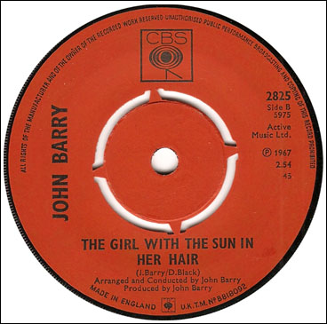The Girl With The Sun In Her Hair john Barry 45rpm single